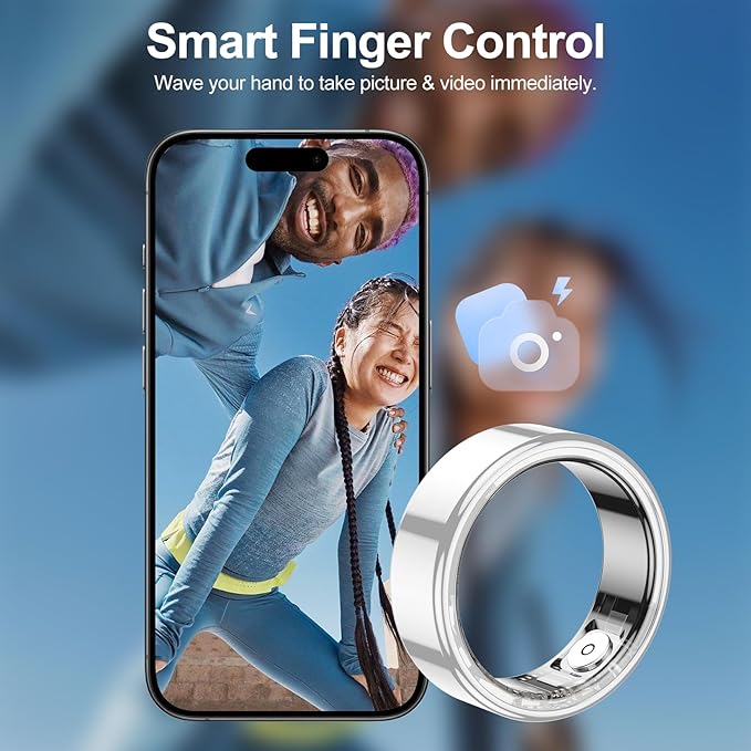 Temdan Smart Ring, Wearable Fitness Tracker, Sleep Quality & Heart Rate & Blood Oxygen Monitoring, IP68 Waterproof, No Subscription Fees, Silver, Size 11