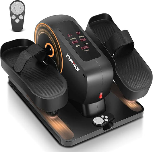 FUNMILY Under Desk Elliptical, Ellipse Leg Exerciser While Sitting for Seniors with Display Monitor, Portable Seated Pedal Exerciser with Remote Control for Home Office Use Fully Assembled