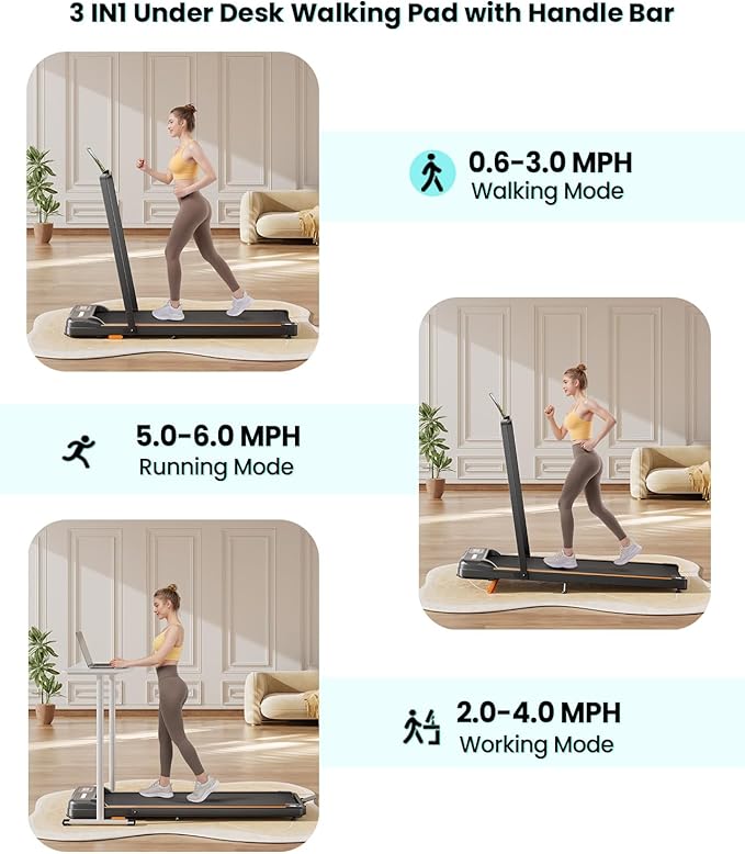 Walking Pad, Under Desk Treadmill with Incline for Home Office 2.5HP Portable Walking Treadmill with 280 Lbs Weight Capacity Walking Machine, Remote Control, LED Display