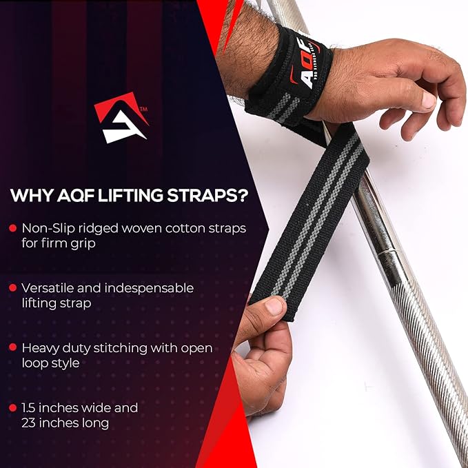 Lifting Wrist Straps for Weightlifting, Powerlifting & Deadlifts – 23” Neoprene Padded Cotton Straps for Strength Training & Gym Workouts - Maximum Grip Support for Men & Women
