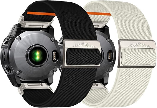 22mm Nylon Stretchy Band for Garmin Fenix 6 Pro/6/7/7 Pro/5/5 Plus Band, Soft Smartwatch Band for Forerunner 935/945/955,for Instinct/2/Approach S60/S70-47mm, Descent G1/Epix 2/Epix Pro 47mm