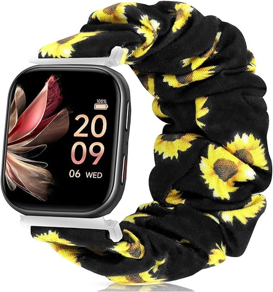 Compatible for FITVII Nexa, HM21, HM68, H86, HM57, HM78, H56 Smart Watch Fitness Tracker Bands, 18mm, 20mm, 22mm Fabric Elastic Scrunchie Elastic Women Cute Replacement Straps