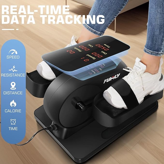 FUNMILY Under Desk Elliptical, Ellipse Leg Exerciser While Sitting for Seniors with Display Monitor, Portable Seated Pedal Exerciser with Remote Control for Home Office Use Fully Assembled