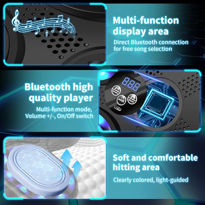 Music Boxing Machine for Kids: Interactive LED Punching Bag with Safe Gloves, Home Fitness Equipment for Agility Training& Rhythm Games