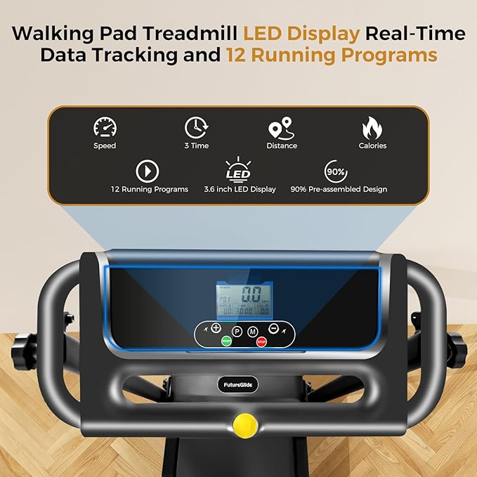 Portable Treadmill with Handle, 3.0HP Walking Pad Treadmill, Electric Compact Treadmills,Treadmills for Home Small Space with 12 Preset Programs, Walking Pad with Handle,300 LBS Capacity