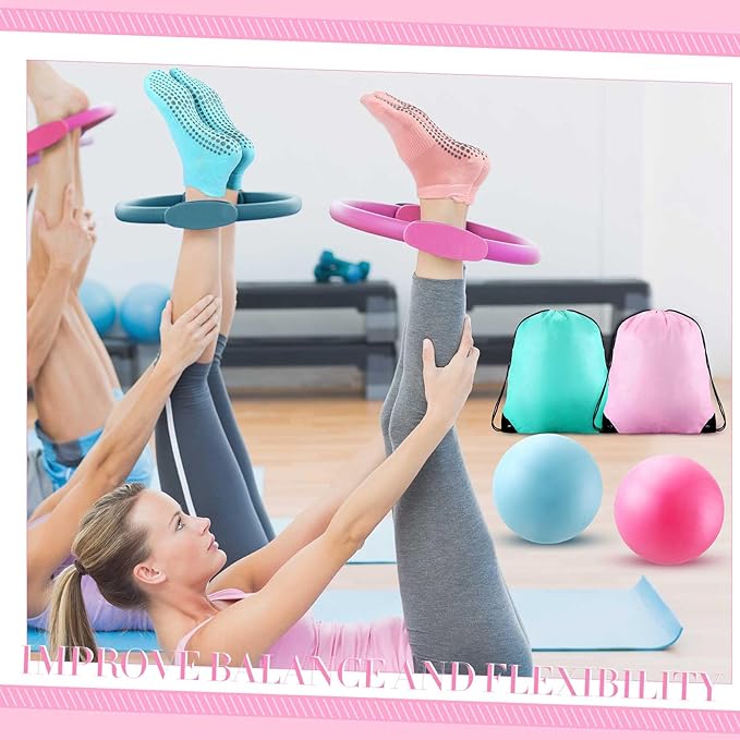 Poen 14 Pcs Pilates Ring and Ball Set 8 Resistance