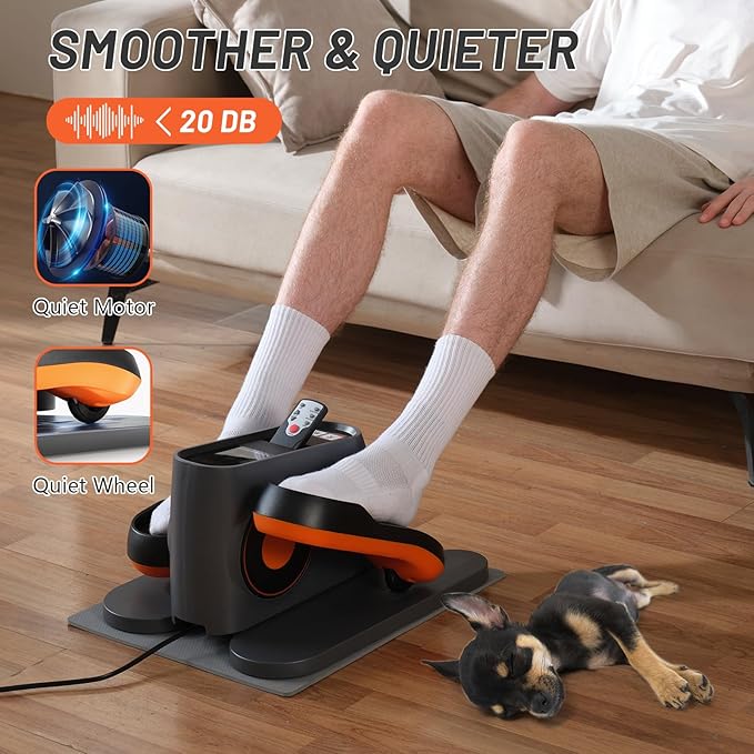 Under Desk Elliptical Machine Electric, Ellipse Leg Exerciser Equipment for Seniors at Home Fully Assembled, Portable & Quiet Pedal Exerciser with LCD Display Monitor
