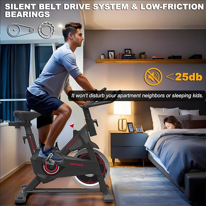 Exercise Bike, Exercise Bike for Home, Stationary Indoor Cycling Bike Cardio Gym with pad Holder and LCD Monitor,Silent Belt Drive & 35 LBS Flywheel