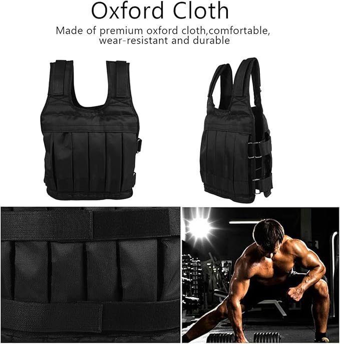 Weighted Vest, To Fit Large Big Guy Weighted Vests, Oxford Cloth Heavy Duty 50KG Weighted Vest Strength Training Jacket for Workout Fitness