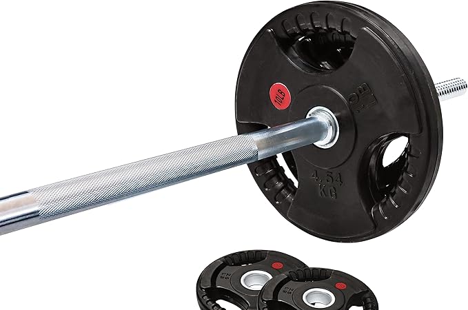 Cast Iron Standard Weight Plates Including 5FT Standard Barbell with Star Locks, 45-Pound Set (35 Pounds Plates + 10 Pounds Barbell), Multiple Packages