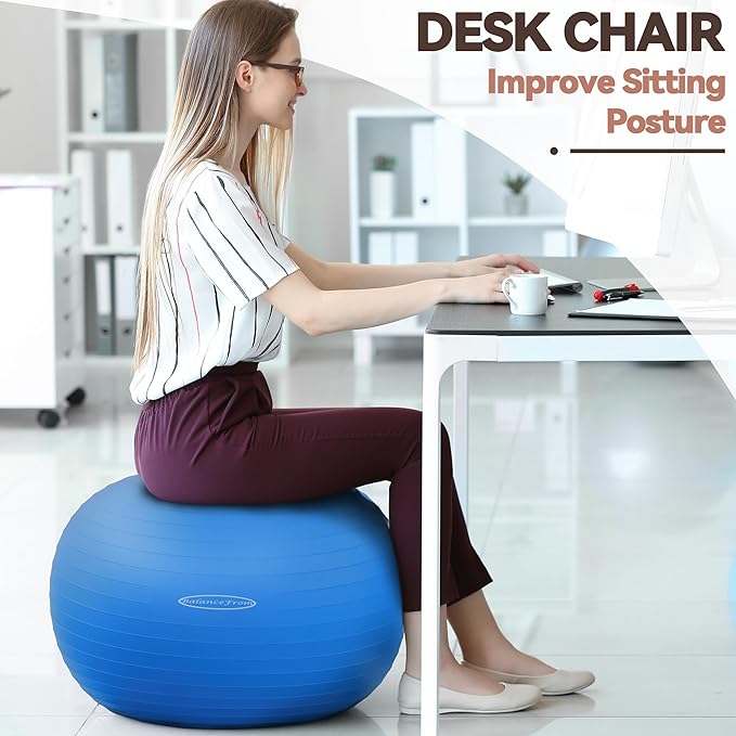 Anti-Burst and Slip Resistant Exercise Ball Yoga Ball 2,000-Pound Capacity,
