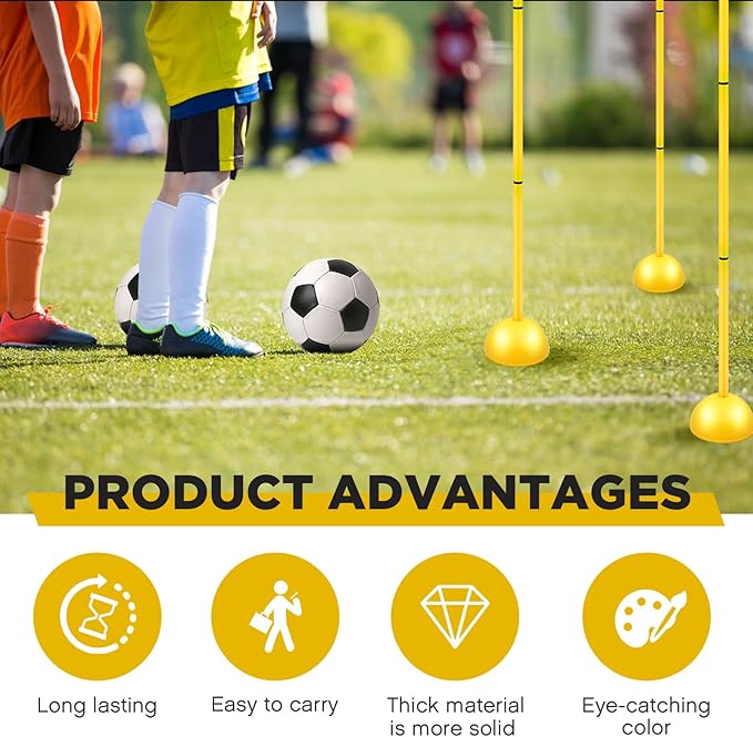 Jenaai 6 Sets Agility Poles with Base Coaching