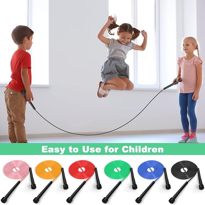 Lenwen 48 Pack Colorful Jump Rope Bulk Adjustable PVC Jump Rope 9.2 ft Versatile Skipping Rope Plastic Speed Jump Rope for Kids Cardio Fitness Adults Men Women Exercise Outdoor