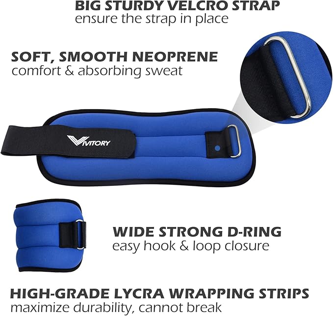Vivitory Ankle Weights for Women & Men 2.2 to 6.6 Lbs