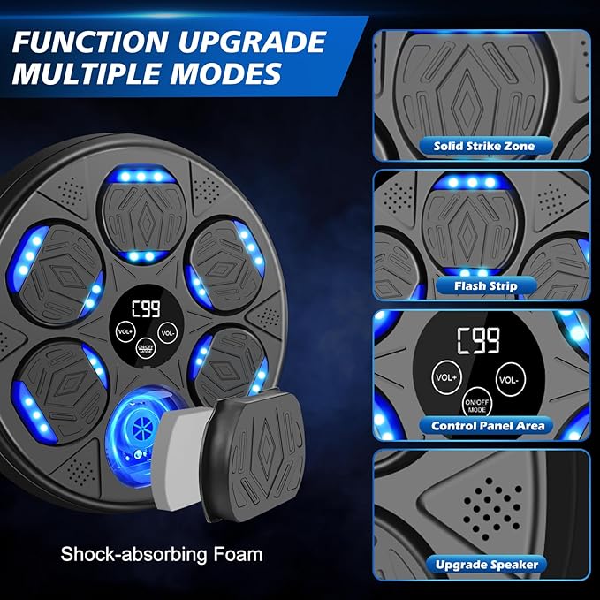 Smart Music Boxing Machine for Adults and Kids, Boxing Equipment with Boxing Gloves, Wall Mounted Electronic Punching Machine for Home Gym Workout Indoor