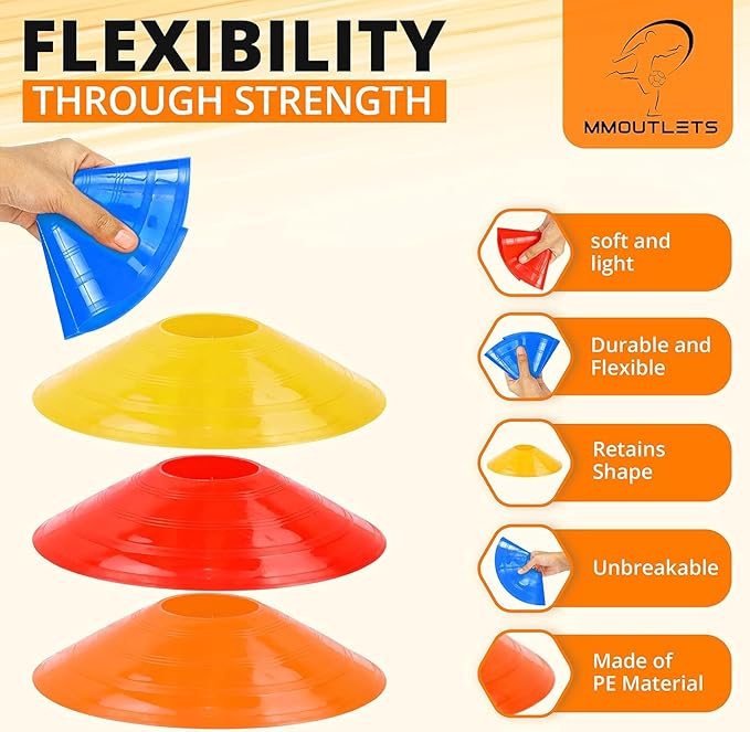 Soccer Cones for Drills with Mesh Bag & Strap-Flexible
