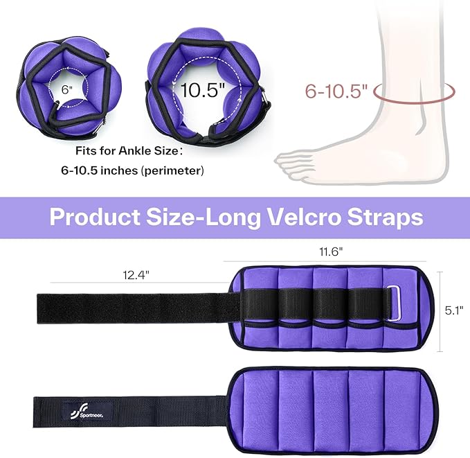 Sportneer Adjustable Ankle Wrist Weights for Men Women Kids 2 lbs 1 Pair 4 lbs
