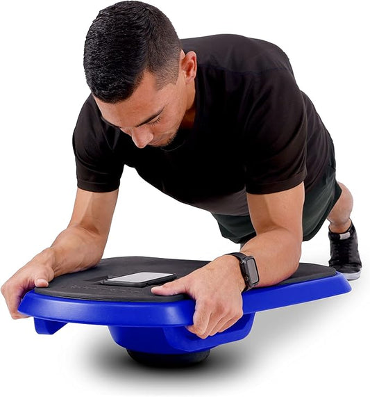 GoSports Fitness Plank Board with Smart Phone Holder - Blue or Red - Core Hub for Full Body Workouts