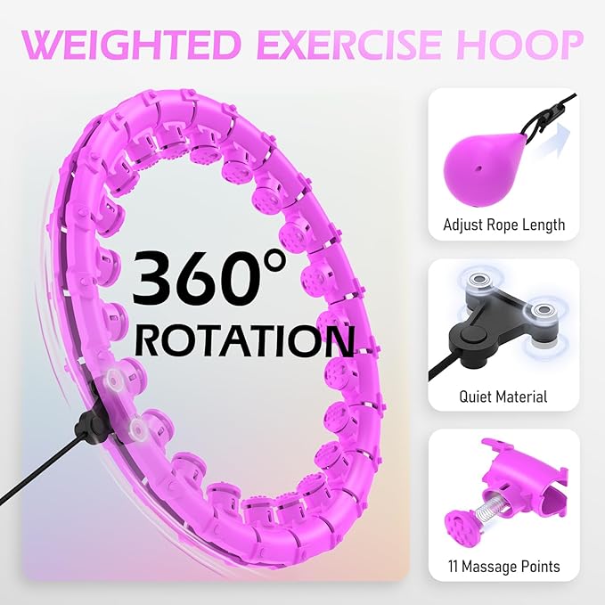 Weighted Hula Circle for Adults Weight Loss 51 Inch 27 Detachable
