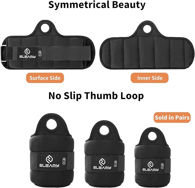 Wrist Weights with Thumb Loops Lock for Women & Men, 0.5lb*2/1lb*2/1.5lb*2/2lb*2/3lb*2,Premium Ice Silk Fabric,Comfortable & Tear Resistant for Walking,Running,Fitness and More