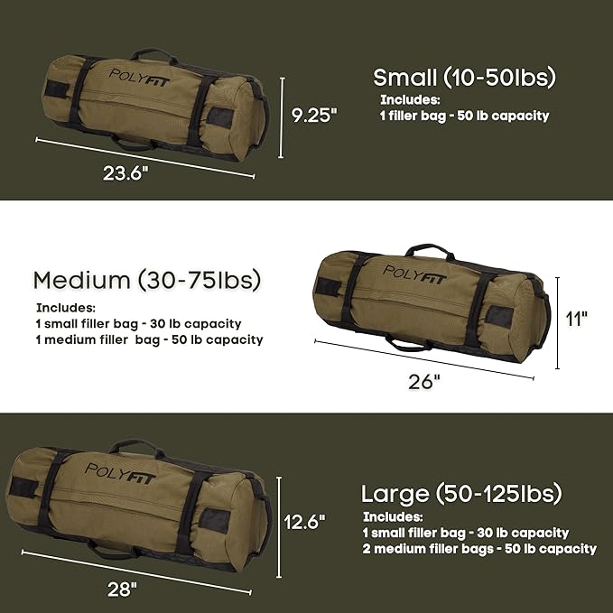 Polyfit Classic Sandbag - Heavy Duty Workout Sandbag 8 Gripping