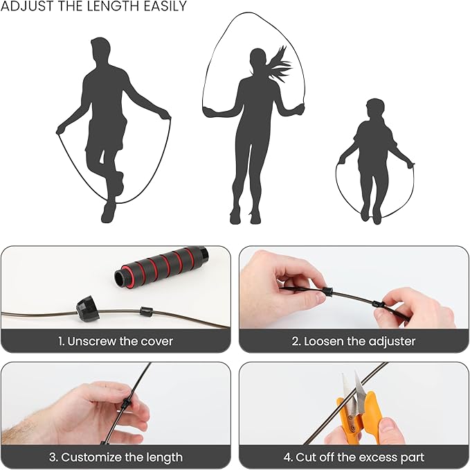 Adjustable Jump Rope for Workout - All-Purpose Exercise Jump Rope Kids & Adults Love with Tangle-Free, Comfortable Foam Handles - Best Slimming, Cardio & Endurance Training