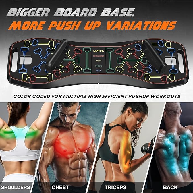 LALAHIGH 25-in-1 4rd Generation Push Up Board - Multi-Functional Foldable Gym System with Resistance Bands, Pilates Bar & Pulleys, Portable Workout Equipment for Men & Women, Chest/Back/Abs Training
