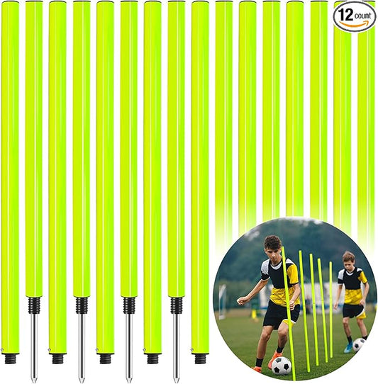 Lenwen 12 Pcs Soccer Training Poles Agility Poles