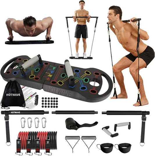 HOTWAVE Portable Exercise Equipment with 16 Gym Accessories.20 1 Push