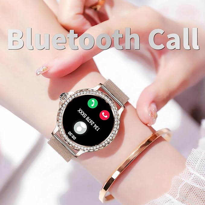 Elegant Women's Smart Watch with AI Voice Assistant, Calling, Breath Training and More Personalized Features for iOS and Android Devices, Rose Gold