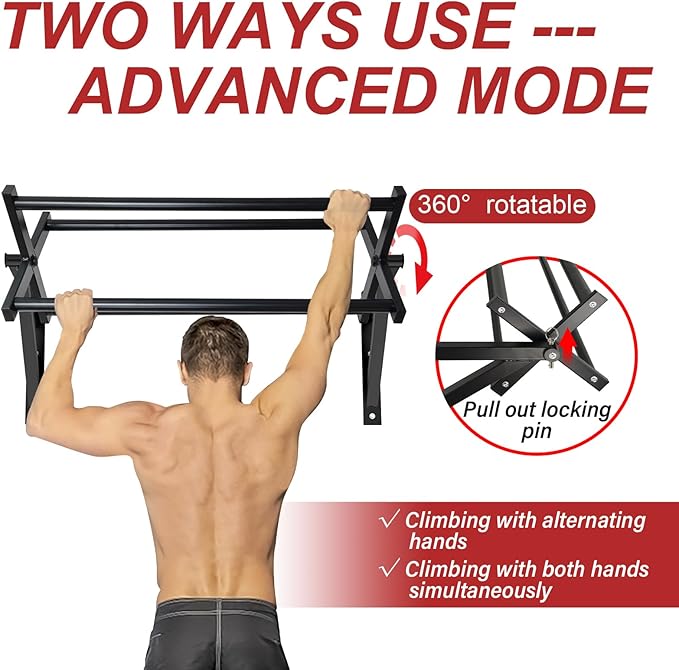 BESTHLS Wall Mounted Pull Up Bar and Dip Station 440 Lbs