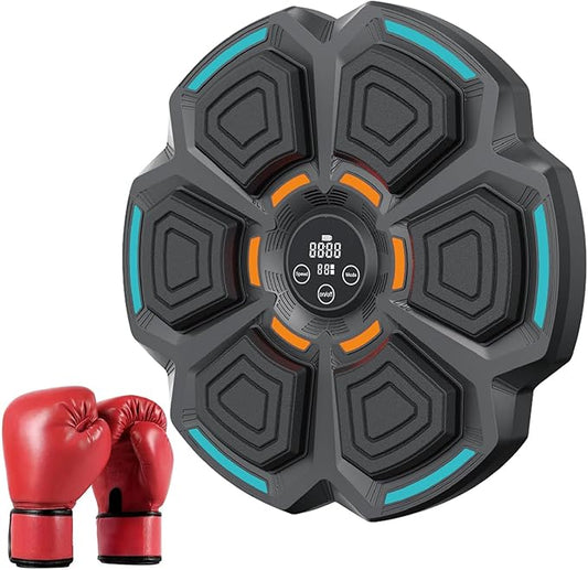Smart Music Boxing Machine for Adults and Kids, Training Machine with LED Electronic Wall Mounted, Home Indoor Workout Equipment with Premium Boxing Gloves