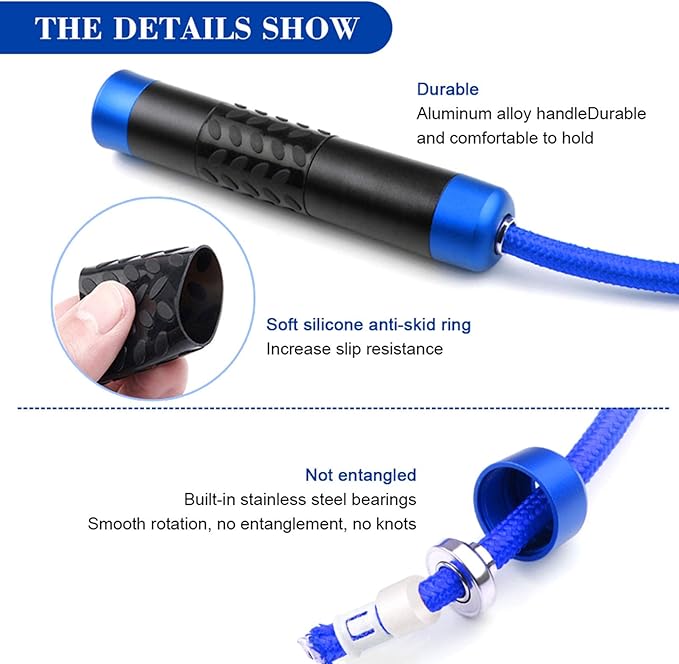 Redify Weighted Jump Rope for Workout Fitness(1LB) 9MM Fabric Cotton+9MM Solid