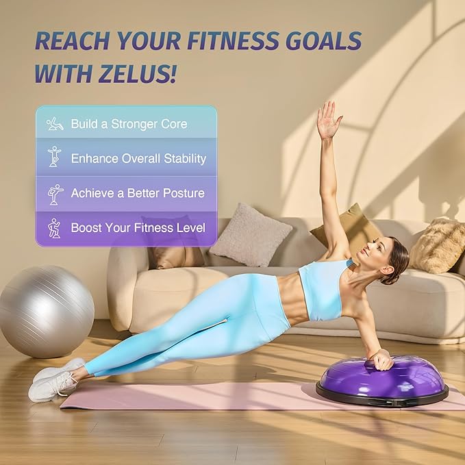 ZELUS 25in. Balance Ball 1500lb Inflatable 2 Bands,