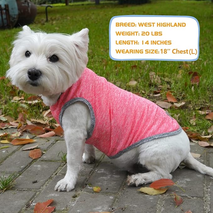 KYEESE 2 Pack Dog Shirts Quick Dry Soft Stretchy Dog T-Shirts with Reflective Label Tank Top Sleeveless Vest Sun Protection Pet Clothes for Medium Dogs, Coral Red+Grey, 2XL