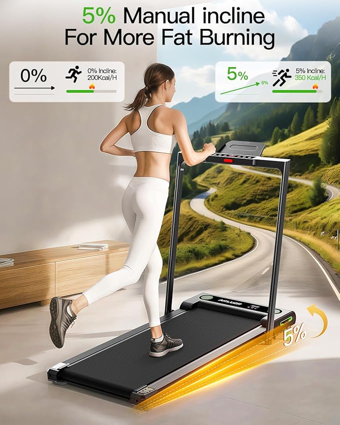Walking Pad with Incline, Incline Treadmills for Home, 2.5 HP Under Desk Treadmill Small with Remote Control, Walking Pad Small Treadmill with LED Display