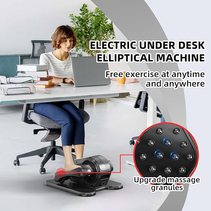 Under Desk Elliptical Exercise Machine with Remote Control & 12 Speeds, Quiet Elliptical Machine for Home Use, Ellipse Leg Exerciser as Seen on TV, Electric Leg Exerciser While Sitting for Seniors