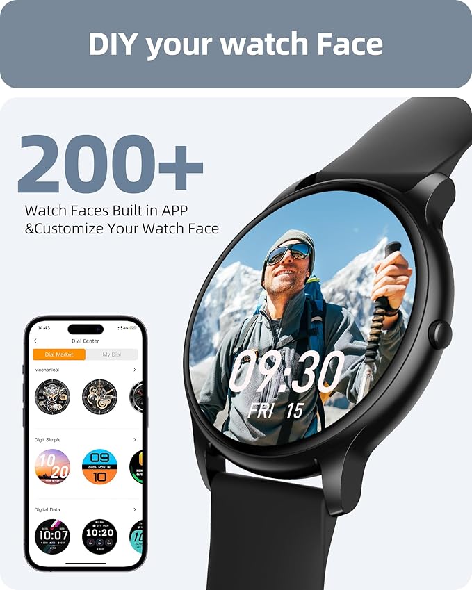 Parsonver Fitness Tracker Bundle with Round Smart Watch, 2-Pack