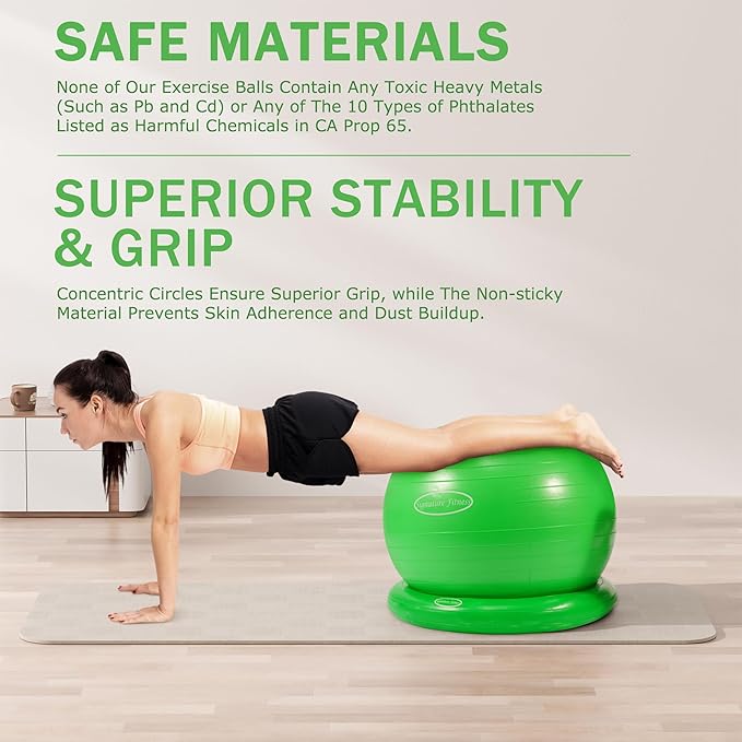 Anti-Burst and Slip Resistant Exercise Ball Yoga Ball 2,000-Pound Capacity,