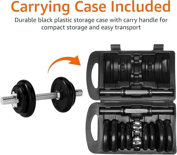 Amazon Basics Adjustable Dumbbell Hand Weight Set, Black