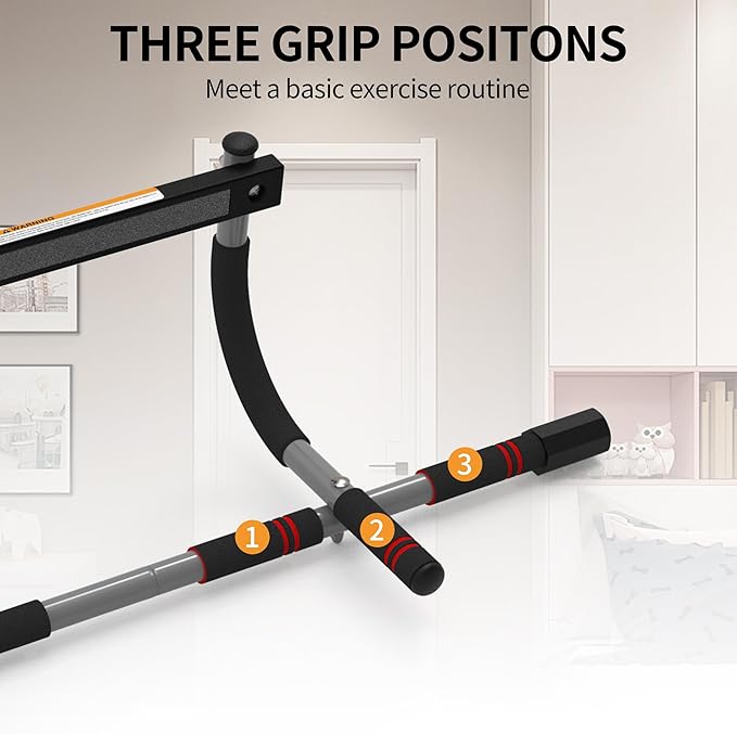 8 & 12-Grip Doorway Pull-Up Bar - Heavy-Duty