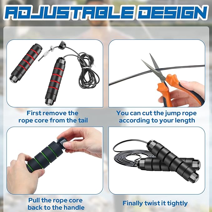 4 Pcs Jump Rope Adjustable Workout Skipping Rope