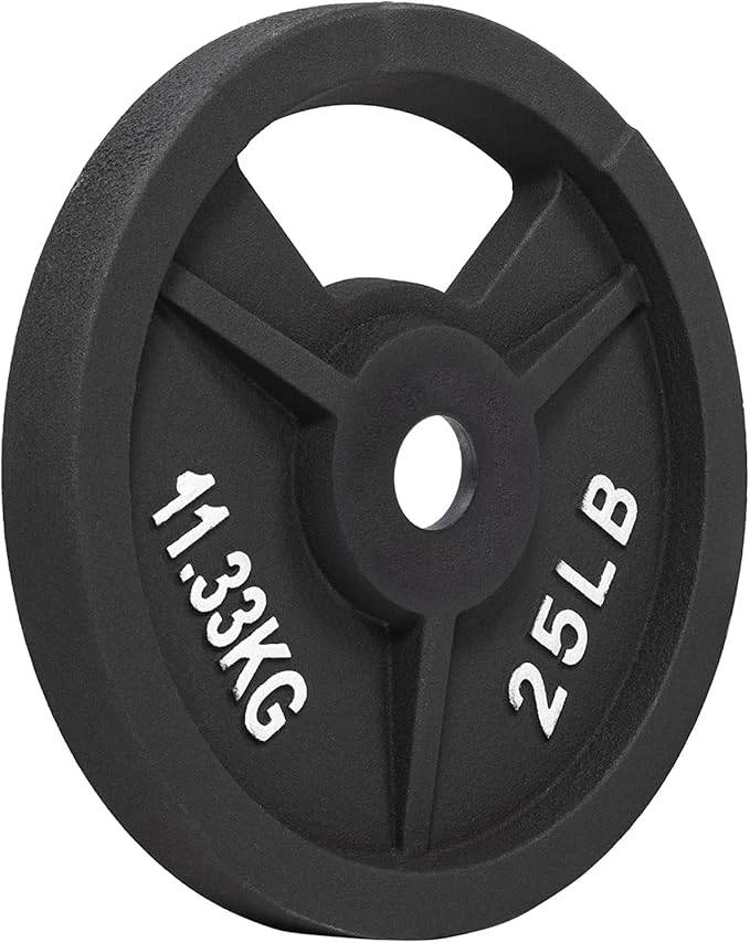 Signature Fitness Cast Iron Plate Weight Plate for Strength Training and Weightlifting, Olympic or Standard