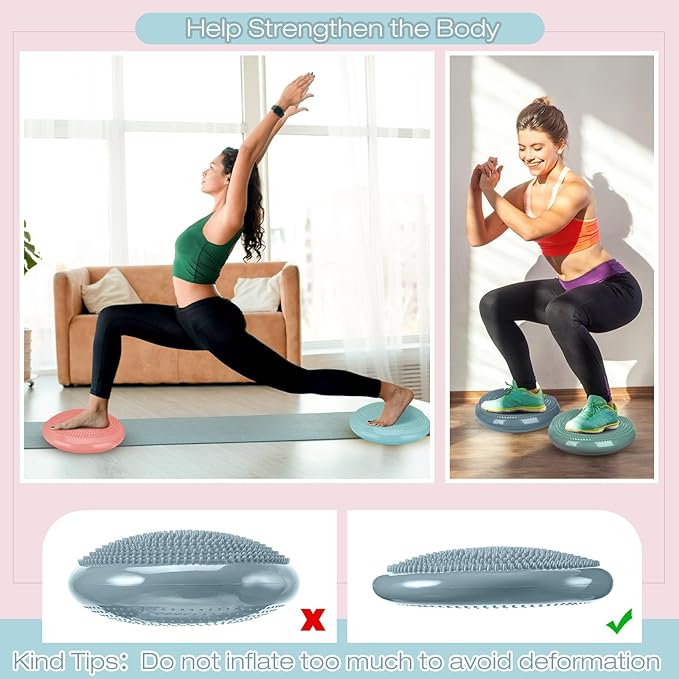 Amylove 6 Pcs Inflated Wobble Cushion Pump Wiggle Seat for Sensory Kids Flexible Seating Exercise Balance Disc Sensory Chair for Office School Home Equipment, Pump Included