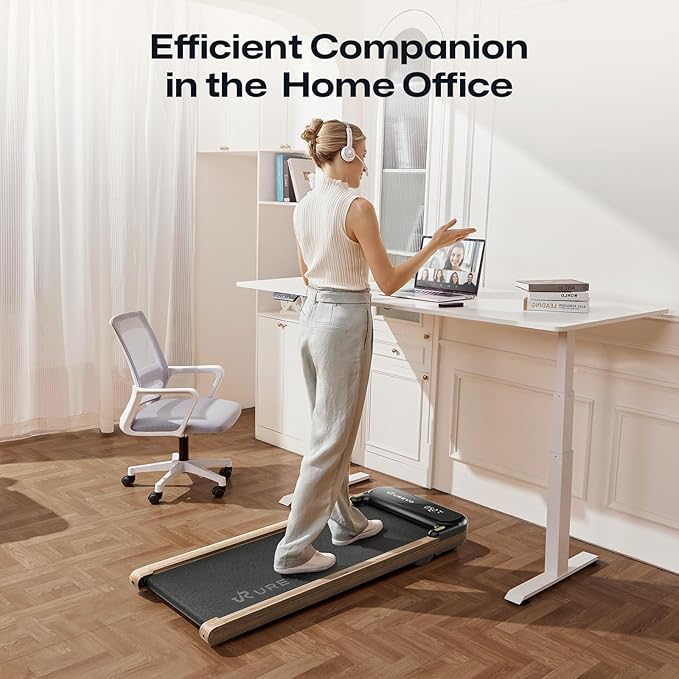 UREVO Smart Walking Pad, Compact Under Desk Treadmill with Double Shock Absorption, Quiet Operation, Workout APP with Track Insights and MIIT Mode, Plug and Play, Remote or APP Control for Home Office