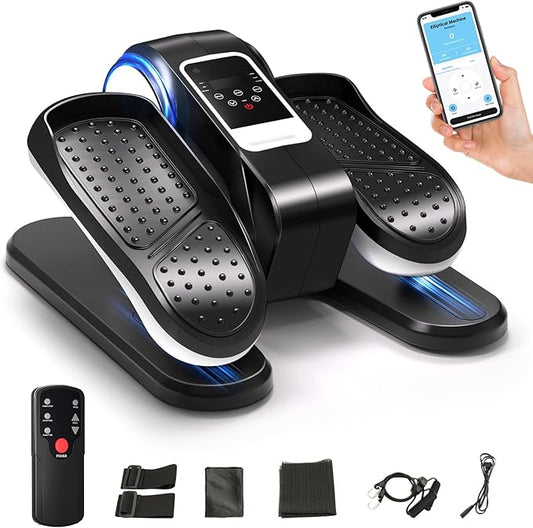 Under Desk Elliptical Machine with App – Quiet & Portable Electric Pedal Exerciser with Adjustable Speed and LED Display for Home and Office, Seated Ellipse Leg Exerciser Fully Assembled