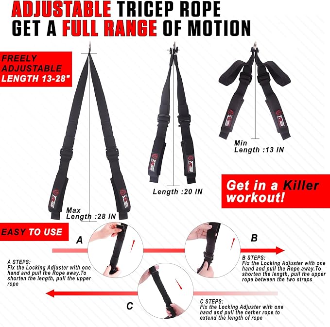 Tricep Rope Cable Attachment (Two Lengths Built in