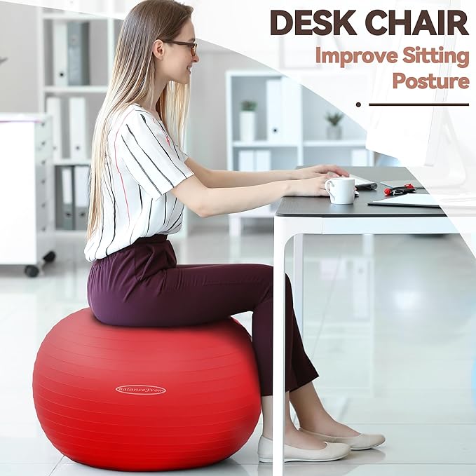 Anti-Burst and Slip Resistant Exercise Ball Yoga Ball 2,000-Pound Capacity,