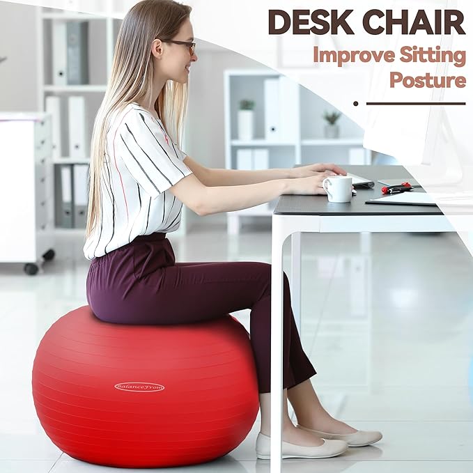 Anti-Burst and Slip Resistant Exercise Ball Yoga Ball 2,000-Pound Capacity,