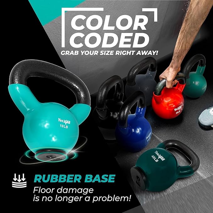 Yes4All Kettlebells Rubber Base (10-65 lbs)